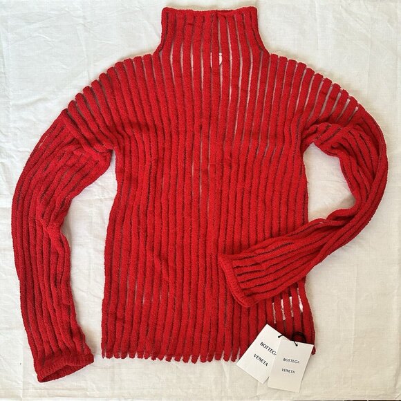Bottega Veneta High Neck Long Sleeve Sweater Vernis Red - Picture 1 of 11